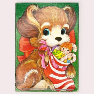 Vintage kids Christmas puzzle Springbok Peppermint Puppy 48 piece